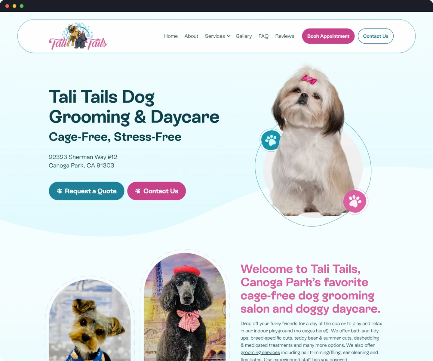 Tali Tails home page screenshot