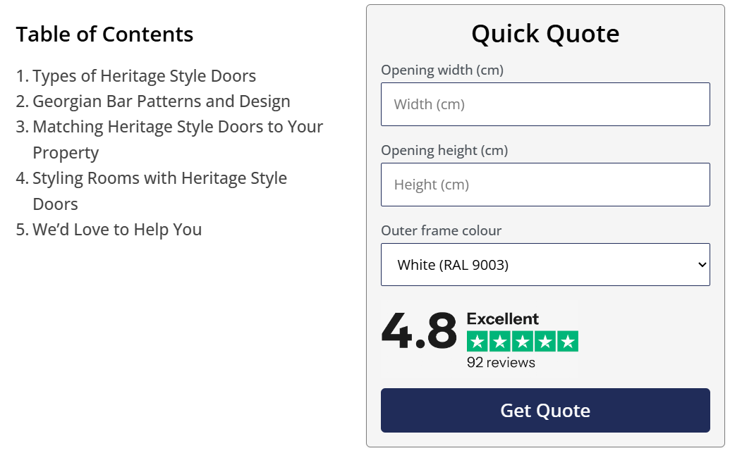 vision glass doors quote widget