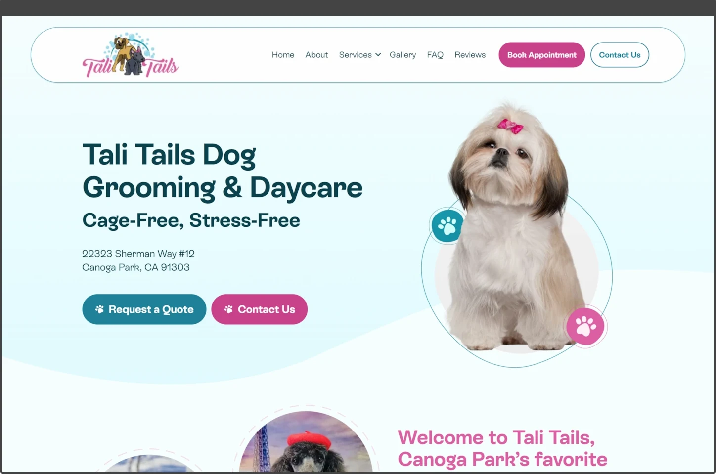 tali tails home page screenshot